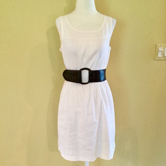 theory white linen dress